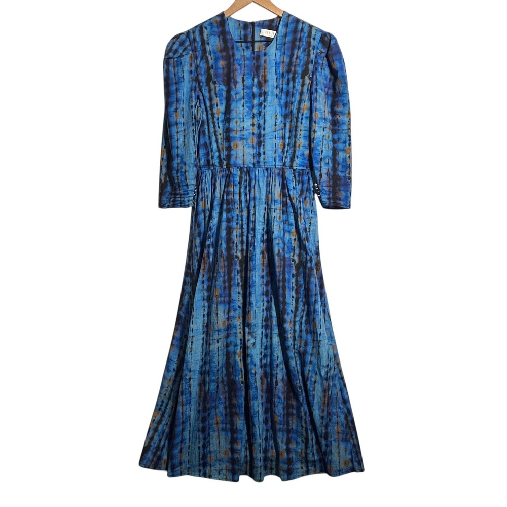 Hunter Bell Dress Womens 4 Maxi Empire Waist Puff Sleeve Boho Party Made USA Art